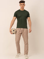 Thumbnail for Jainish Men's Checked Cotton Track Pants - Brown - Distacart