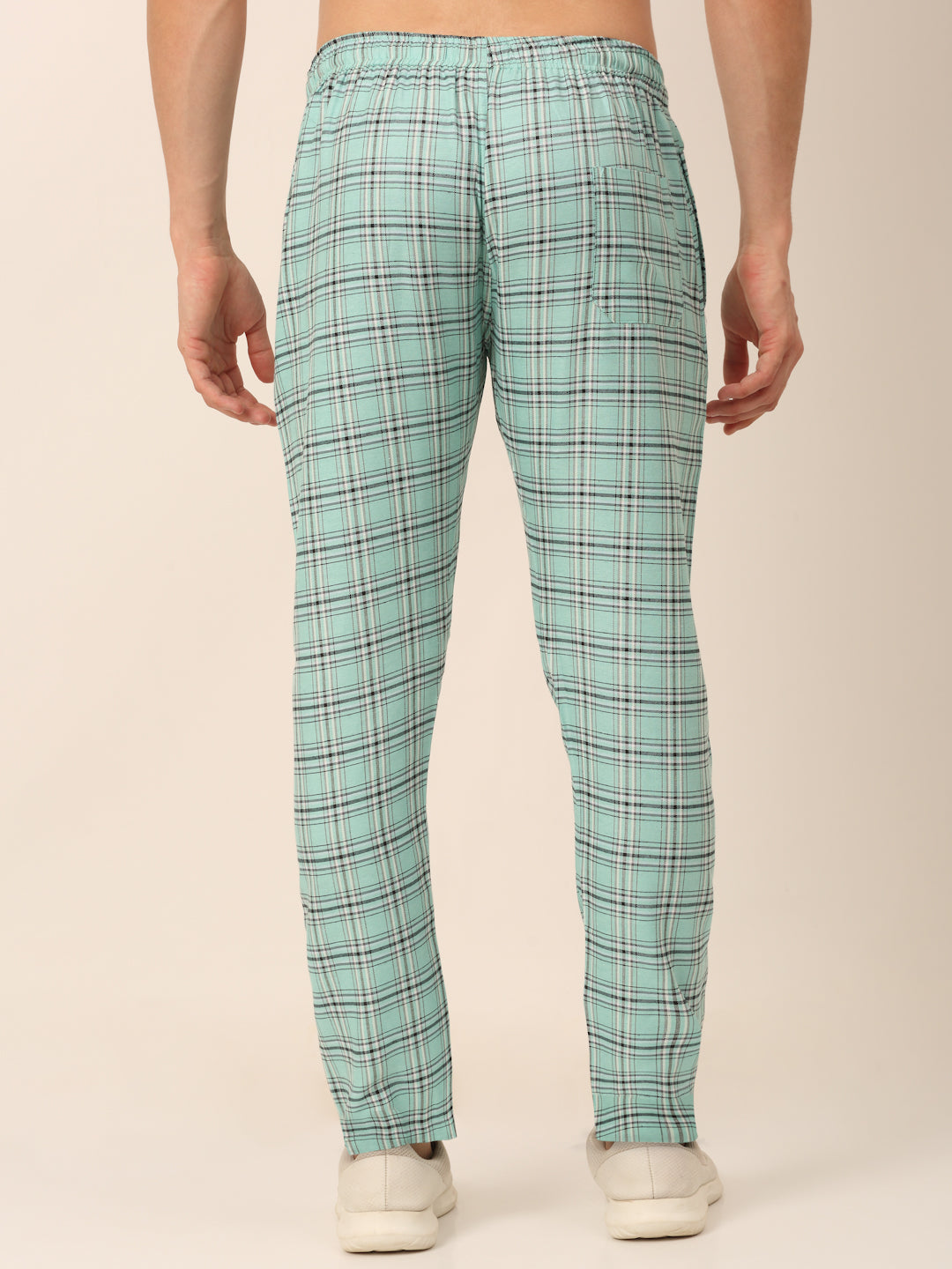 Jainish Men's Checked Cotton Track Pants - Green - Distacart