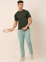 Thumbnail for Jainish Men's Checked Cotton Track Pants - Green - Distacart
