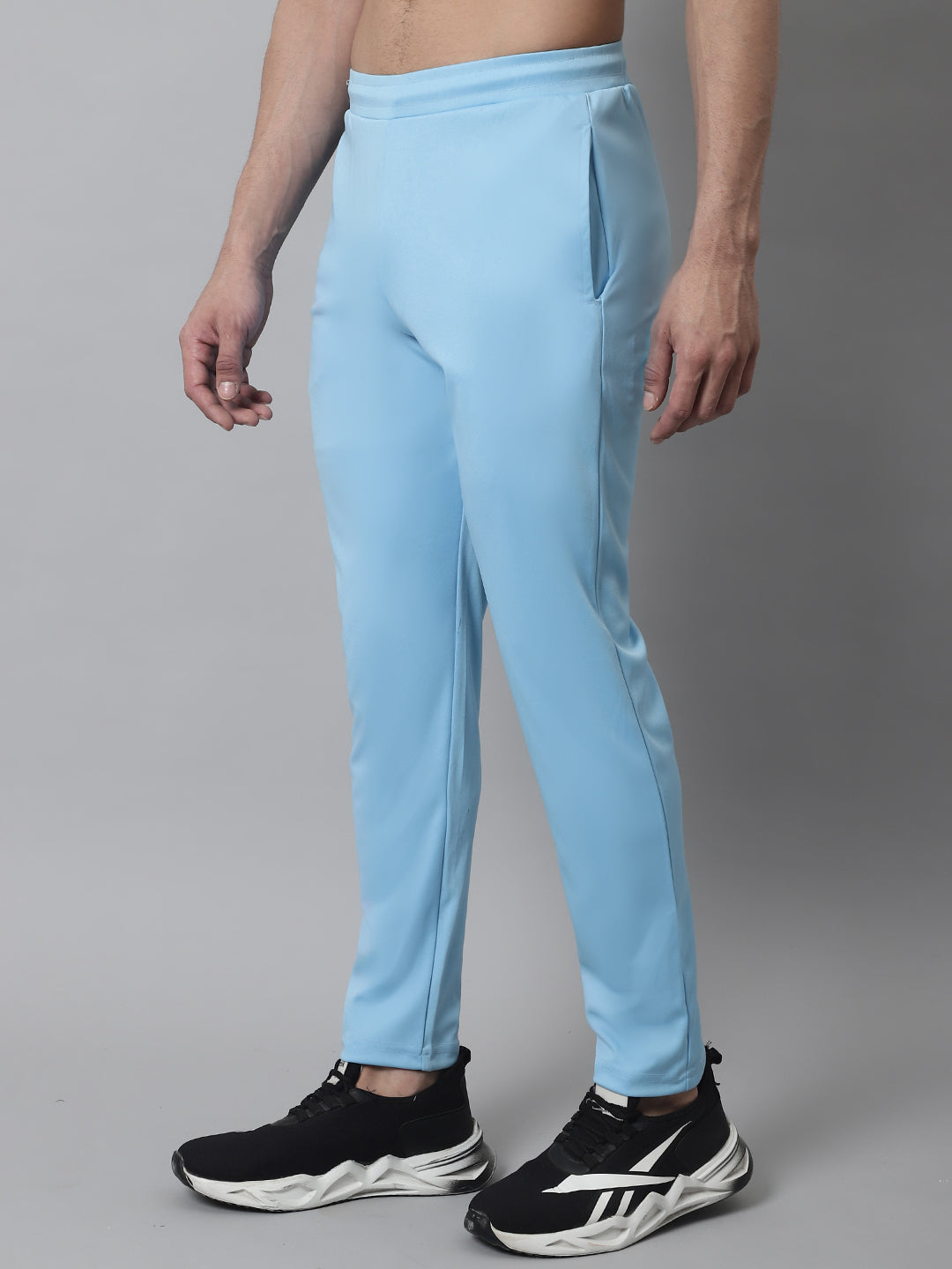 Jainish Men's Sky Blue Solid Streachable Lycra Trackpants - Distacart
