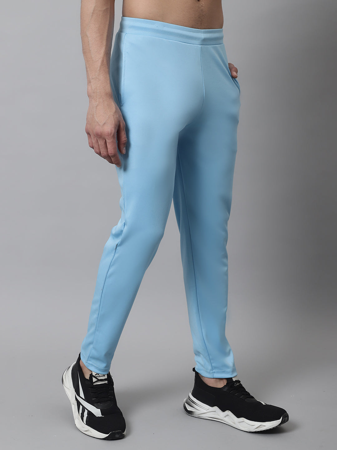 Jainish Men's Sky Blue Solid Streachable Lycra Trackpants - Distacart