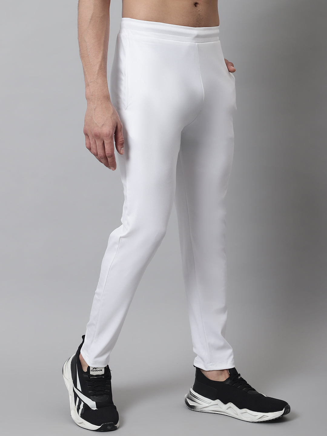 Jainish Men's White Solid Streachable Lycra Trackpants - Distacart