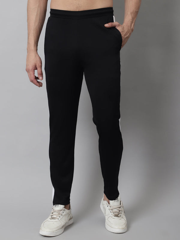 Jainish Men's Black and White Striped Streachable Lycra Trackpants - Distacart