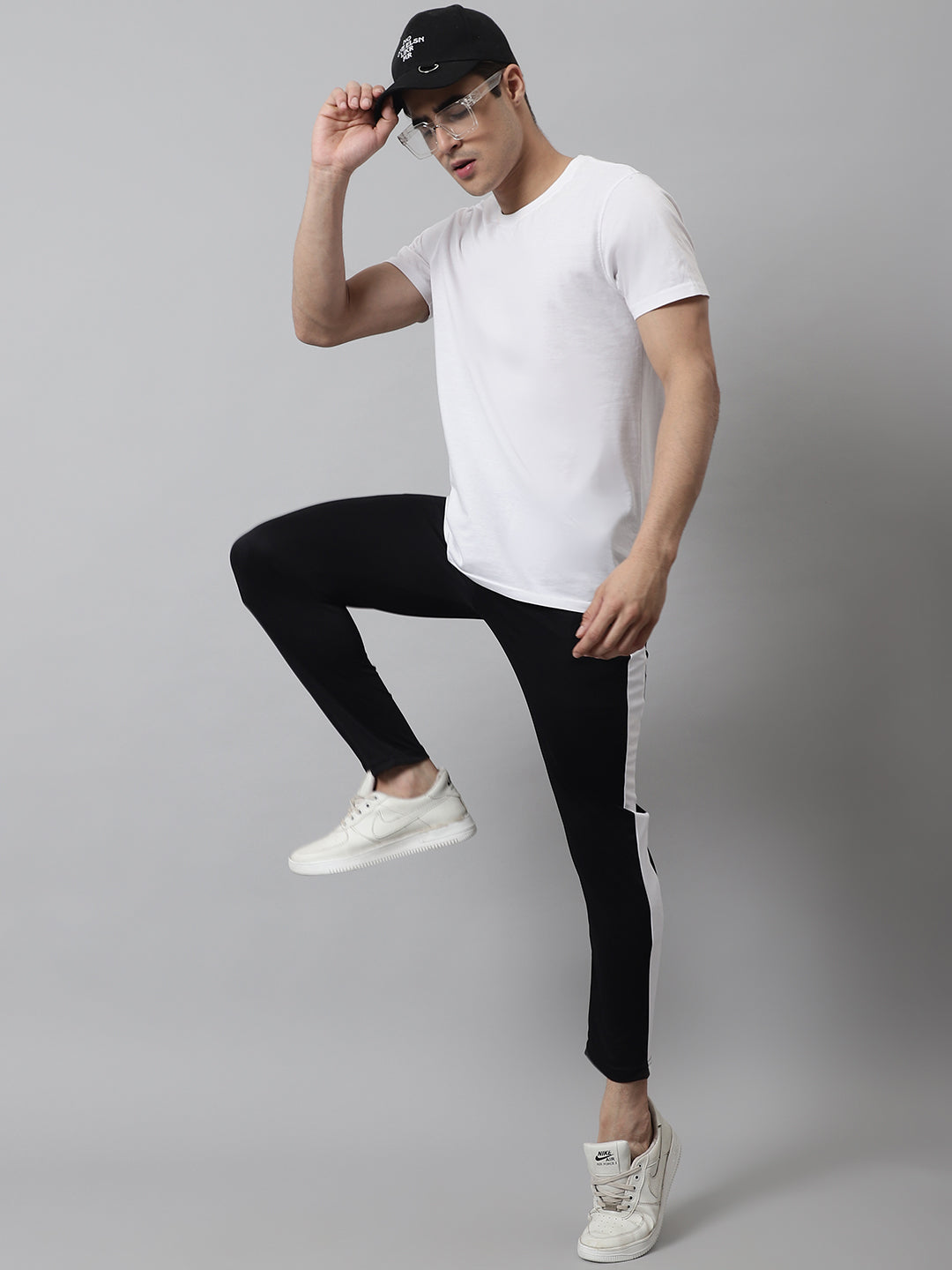 Jainish Men's Black and White Striped Streachable Lycra Trackpants - Distacart