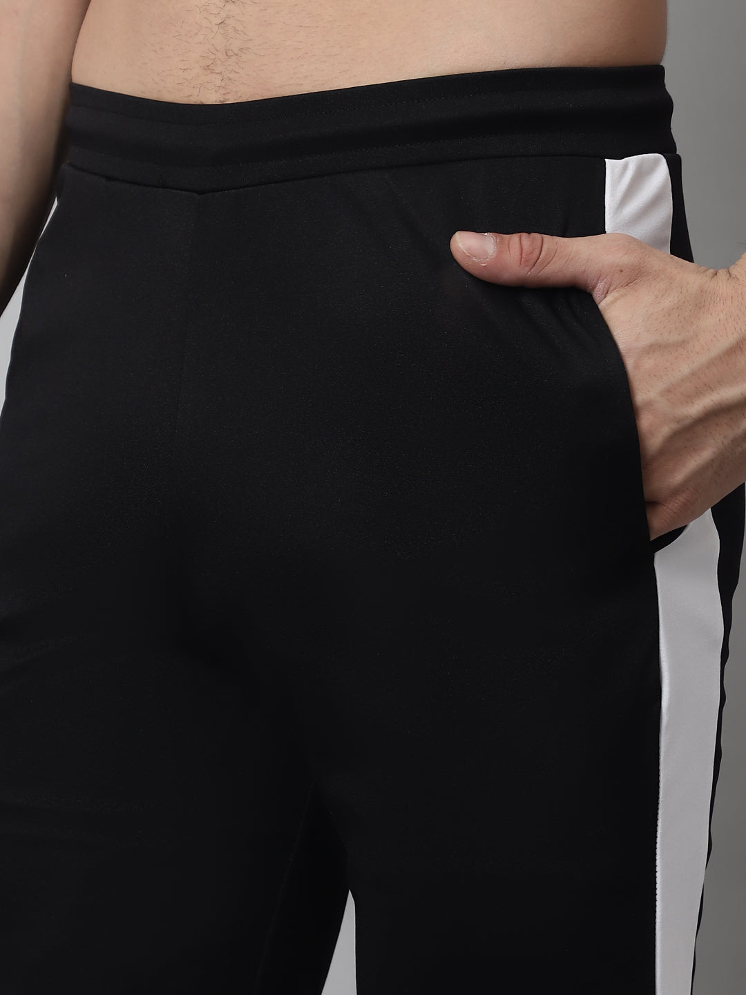 Jainish Men's Black and White Striped Streachable Lycra Trackpants - Distacart