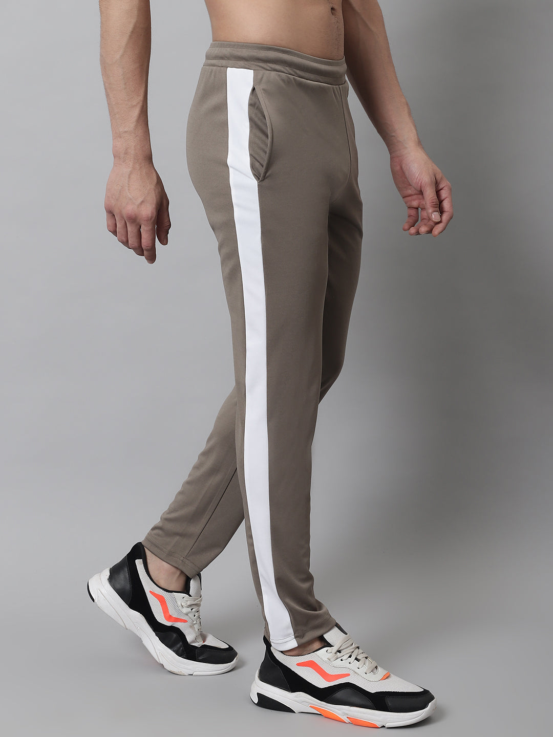 Jainish Men's Brown and White Striped Streachable Lycra Trackpants - Distacart