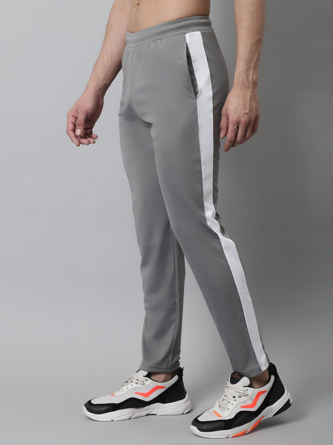 Jainish Men's Grey and White Striped Streachable Lycra Trackpants - Distacart