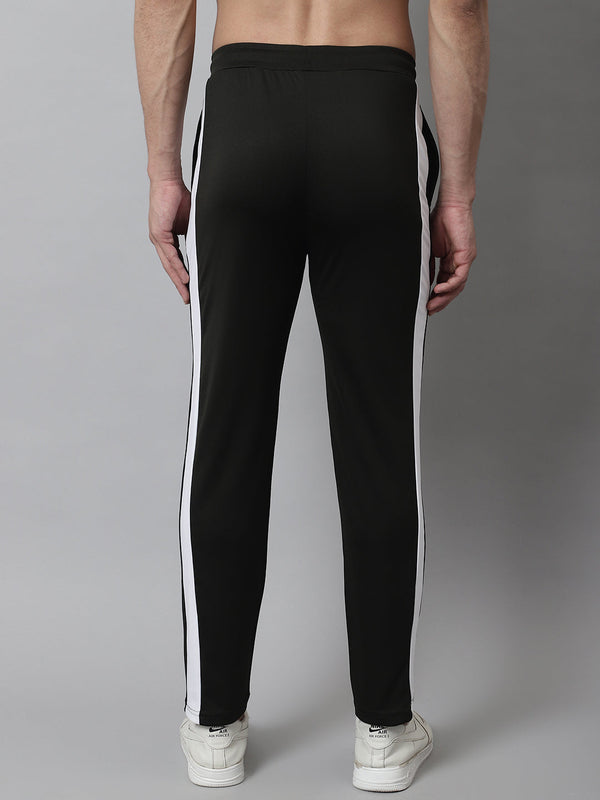 Jainish Men's Olive Green and White Striped Streachable Lycra Trackpants - Distacart