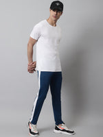 Thumbnail for Jainish Men's Peacock Blue and White Striped Streachable Lycra Trackpants - Distacart