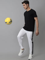 Thumbnail for Jainish Men's White and Black Striped Streachable Lycra Trackpants - Distacart