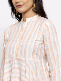 Thumbnail for Women Orange And White Striped Kurta With Dhoti Pants - Rasiya
