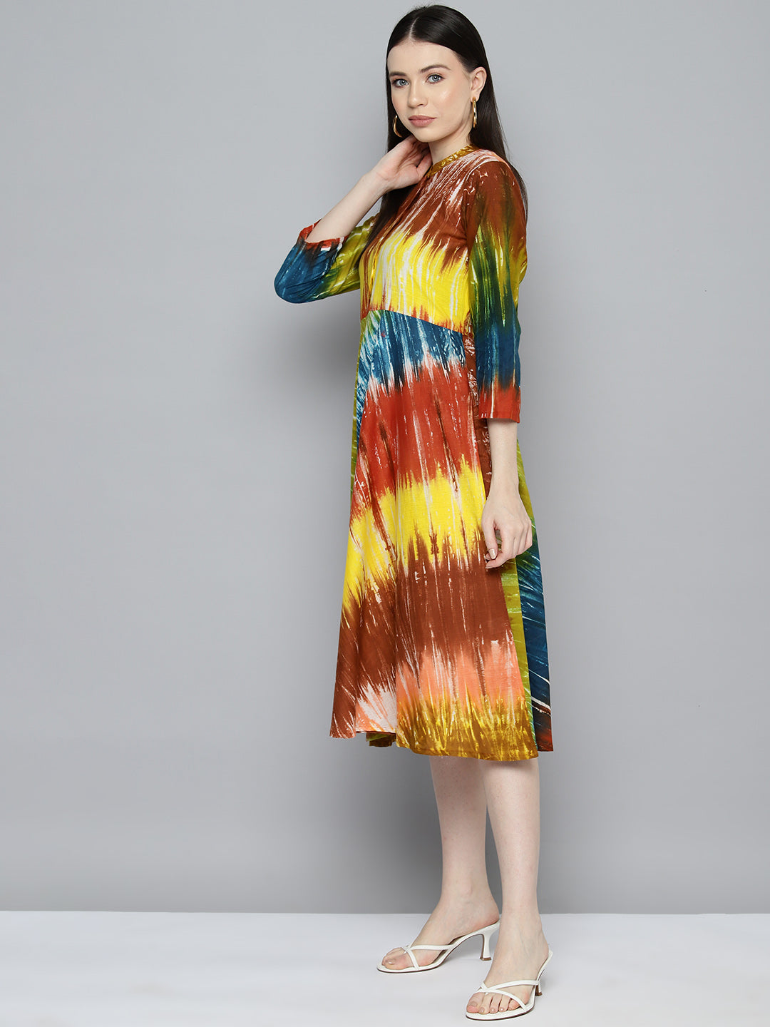 Ombre Effect Flaired Dress Orange - Rasiya