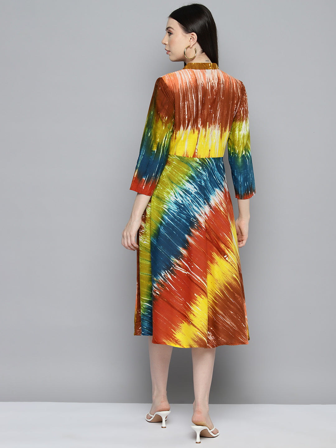 Ombre Effect Flaired Dress Orange - Rasiya