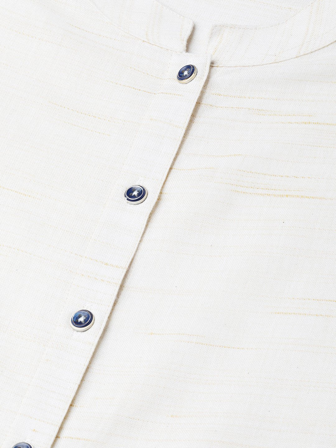 Women Off-White & Navy Blue Solid Kurta With Trousers & Dupatta - Rasiya