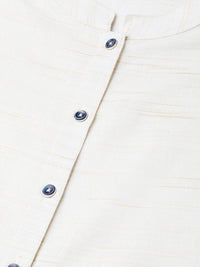 Thumbnail for Women Off-White & Navy Blue Solid Kurta With Trousers & Dupatta - Rasiya