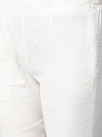 Thumbnail for Women Off-White & Navy Blue Solid Kurta With Trousers & Dupatta - Rasiya