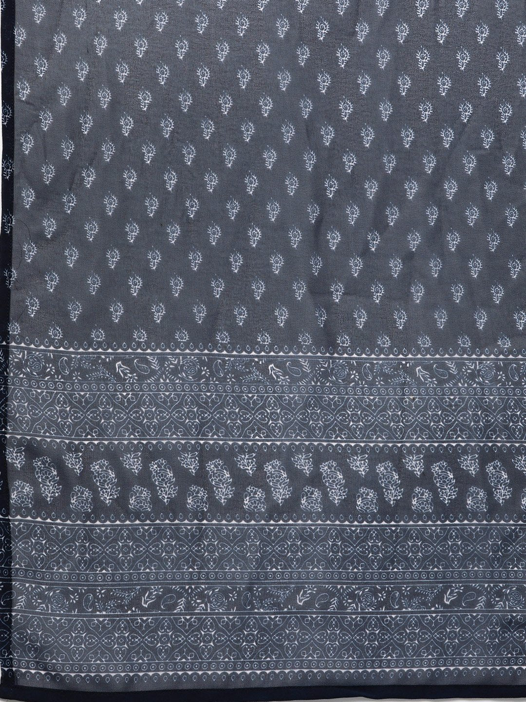 Women Off-White & Navy Blue Solid Kurta With Trousers & Dupatta - Rasiya