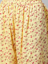Thumbnail for Women Yellow-Coloured & Red Floral Print Kurta With Palazzos - Rasiya