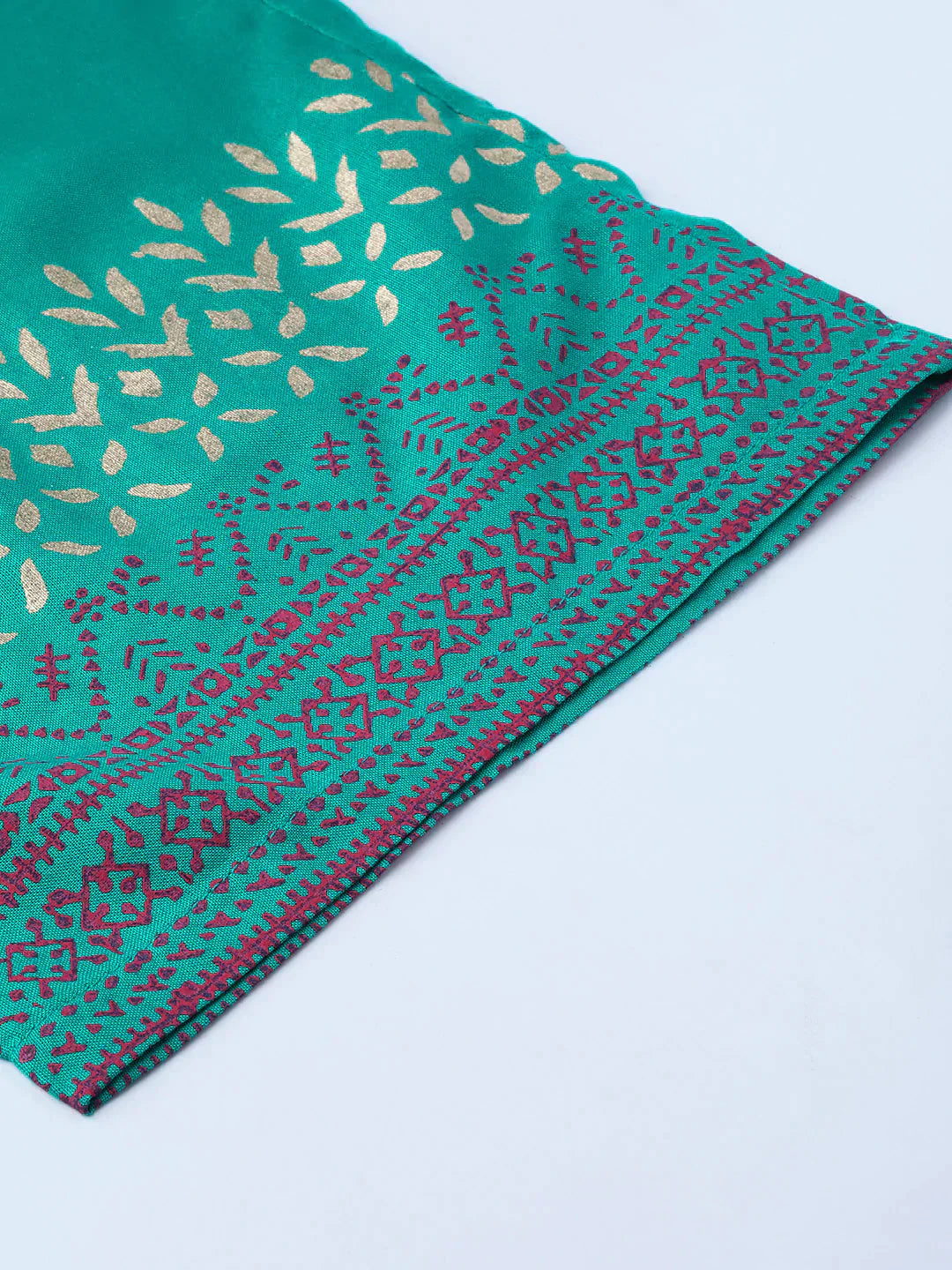 Women Rama-Green & Golden Yoke Design Kurta With Palazzos - Rasiya