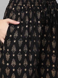 Thumbnail for Women Black & Golden Block Printed Kurta With Palazzos - Rasiya