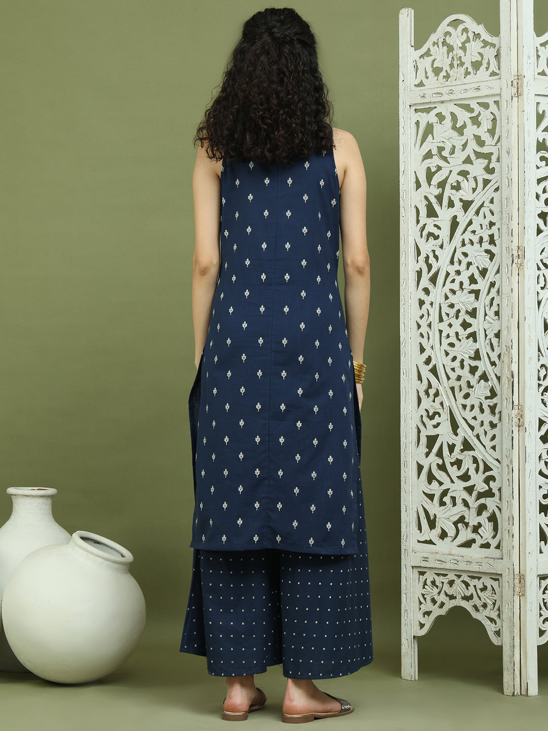 Women's Printed Rayon Kurtas (Navy Blue) - Rasiya