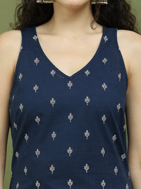 Thumbnail for Women's Printed Rayon Kurtas (Navy Blue) - Rasiya