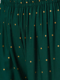 Thumbnail for Women Green & Golden Printed Kurta With Palazzos & Dupatta - Rasiya