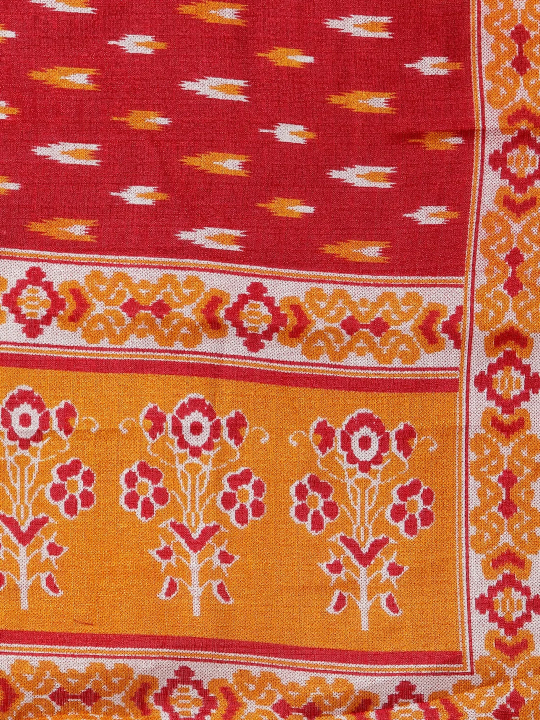 Women Mustard Yellow & Red Embroidered Kurta With Palazzos & Dupatta - Rasiya