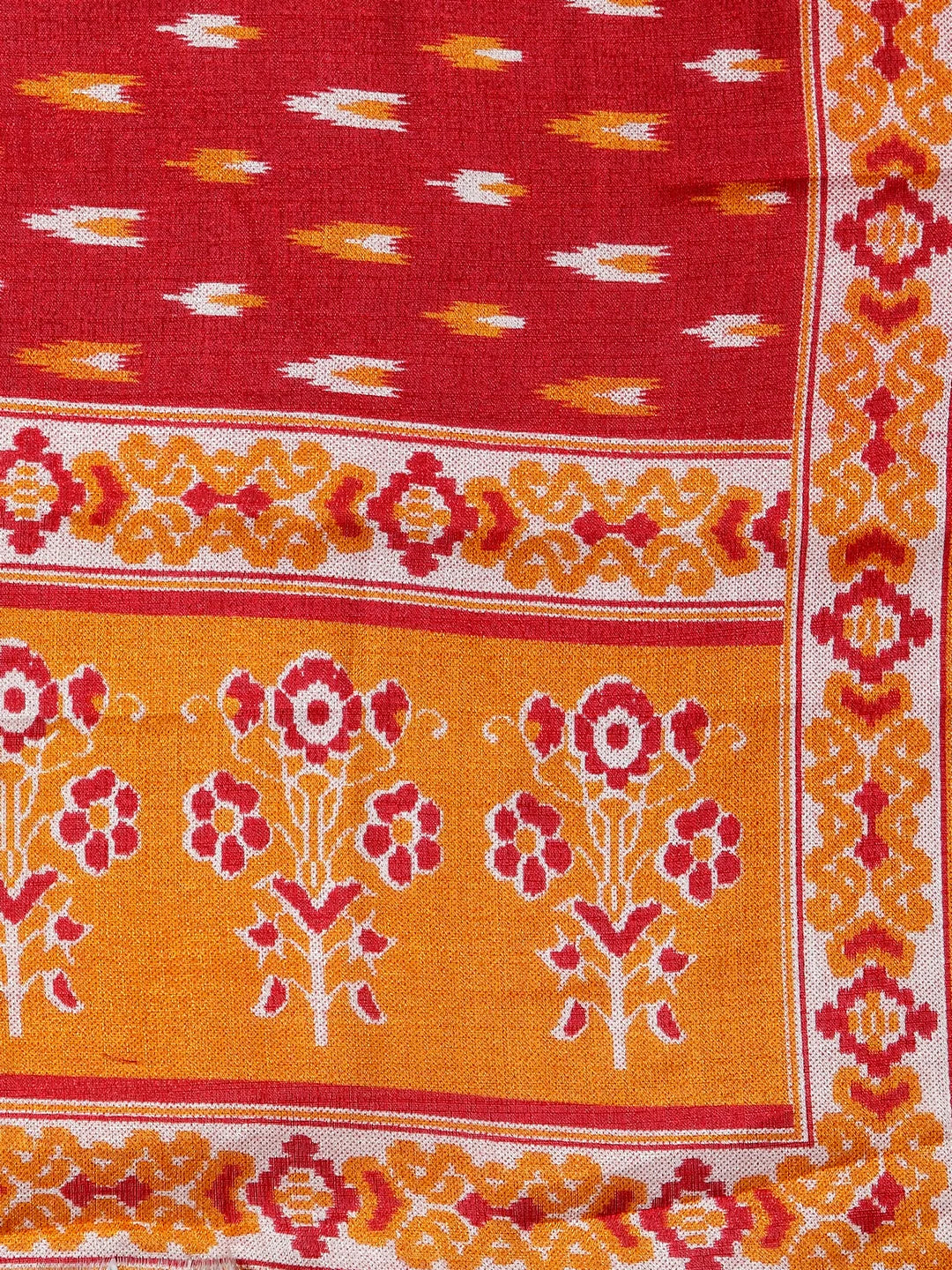 Women Mustard Yellow & Red Embroidered Kurta With Palazzos & Dupatta - Rasiya