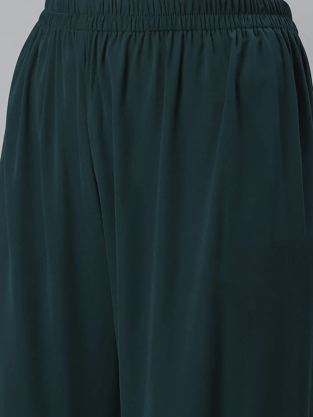 Women Green & Golden Solid Kurti With Sharara & Woven Design Dupatta - Rasiya