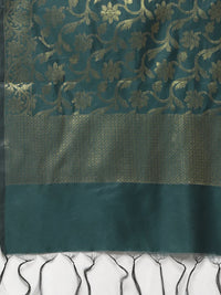Thumbnail for Women Green & Golden Solid Kurti With Sharara & Woven Design Dupatta - Rasiya