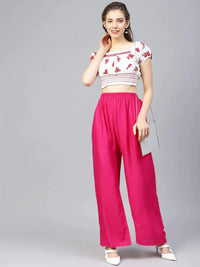 Thumbnail for Women Pink Solid Straight Palazzos - Rasiya