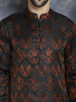 Thumbnail for Jompers Men's Bronze Silk Blend Straight Kurta Pyjama Set - Distacart