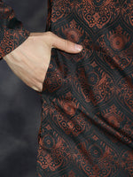 Thumbnail for Jompers Men's Bronze Silk Blend Straight Kurta Pyjama Set - Distacart