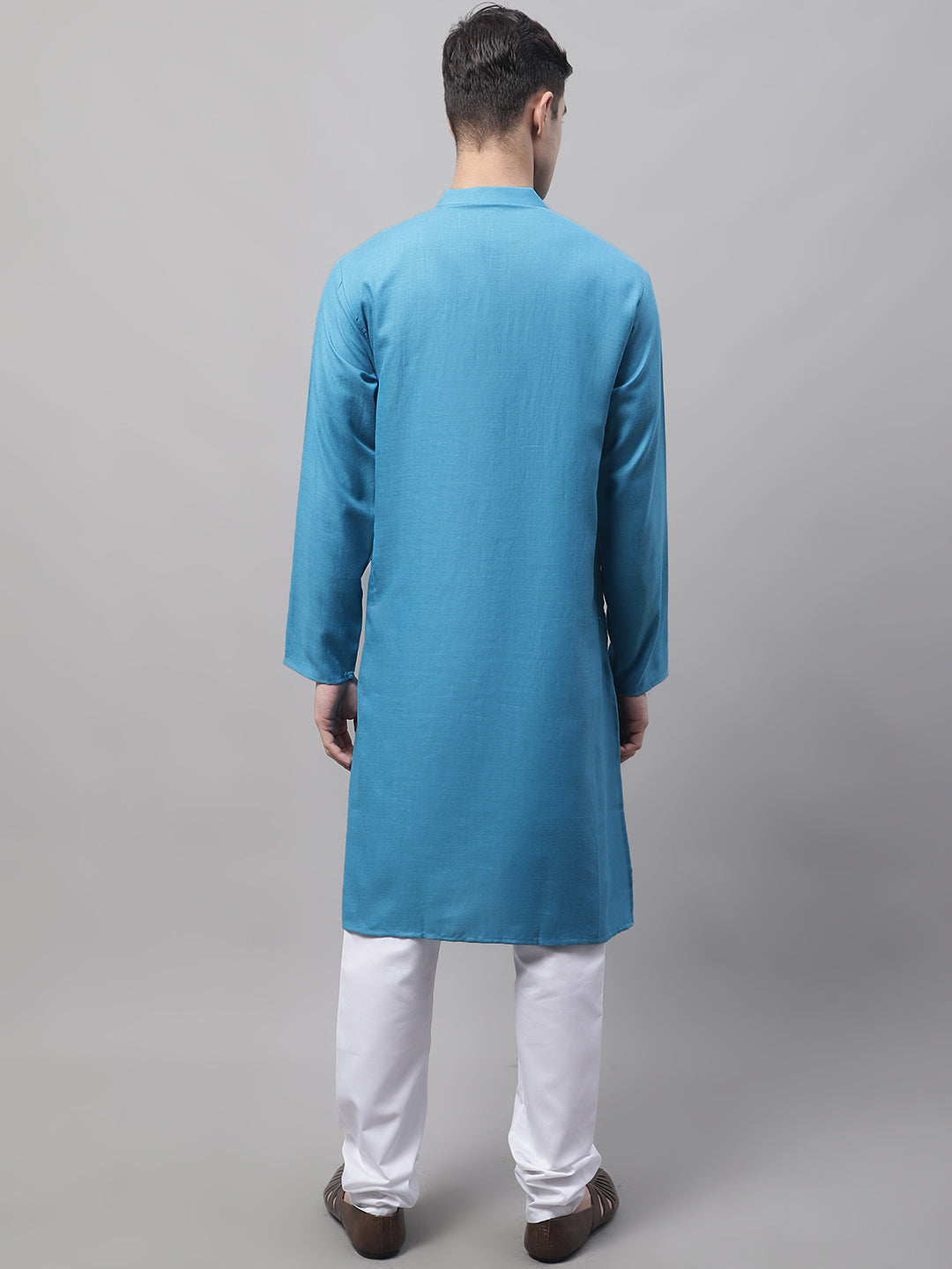 Jompers Men's Cotton Solid Kurta Payjama Sets - Teal - Distacart