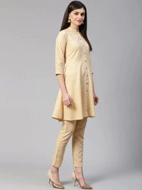 Thumbnail for Women Beige Solid Kurta With Trousers & Dupatta - Rasiya
