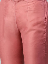 Thumbnail for Women Pink Embroidered Solid Kurta With Trousers - Rasiya