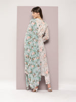 Thumbnail for Jompers Women's Sequin Work Belt, flared Kurta with trousers and dupatta - Lime - Distacart