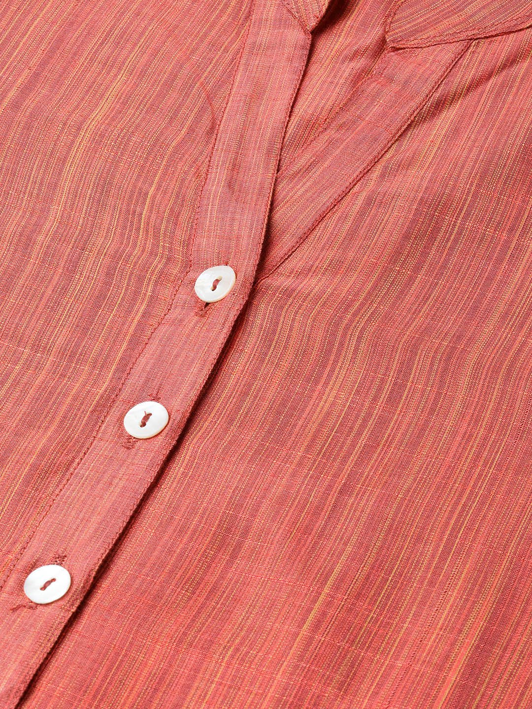 Women Rust Orange & Beige Self-Striped Kurta With Trousers & Dupatta - Rasiya
