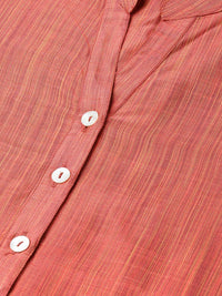 Thumbnail for Women Rust Orange & Beige Self-Striped Kurta With Trousers & Dupatta - Rasiya