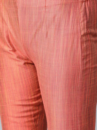 Thumbnail for Women Rust Orange & Beige Self-Striped Kurta With Trousers & Dupatta - Rasiya