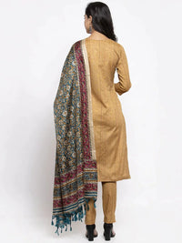 Thumbnail for Women Beige & Black Striped Kurta With Trousers & Green Printed Dupatta Golden - Rasiya