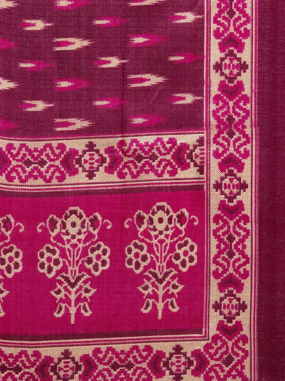 Women Pink Self-Striped Kurta With Trousers & Art Silk Printed Dupatta - Rasiya