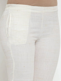 Thumbnail for Women Off-White Solid Kurta With Trousers & Dupatta - Rasiya