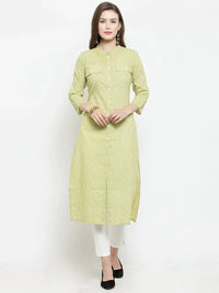Thumbnail for Women Green Woven Design Straight Kurta - Rasiya