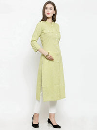 Thumbnail for Women Green Woven Design Straight Kurta - Rasiya