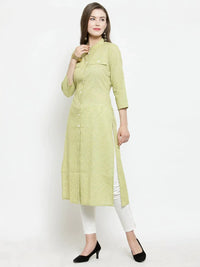 Thumbnail for Women Green Woven Design Straight Kurta - Rasiya
