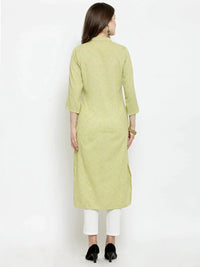 Thumbnail for Women Green Woven Design Straight Kurta - Rasiya