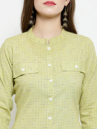 Thumbnail for Women Green Woven Design Straight Kurta - Rasiya