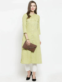 Thumbnail for Women Green Woven Design Straight Kurta - Rasiya